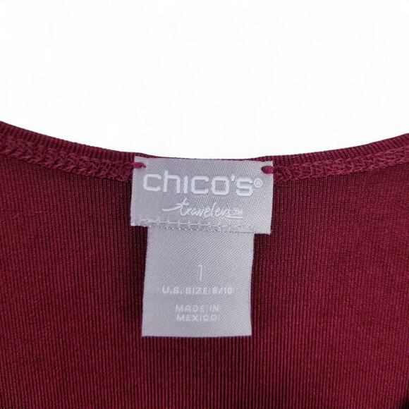 Chico's Travelers Cranberry Red Slinky Knit Tank - Chico's Size 1 - Medium - Picture 3 of 4